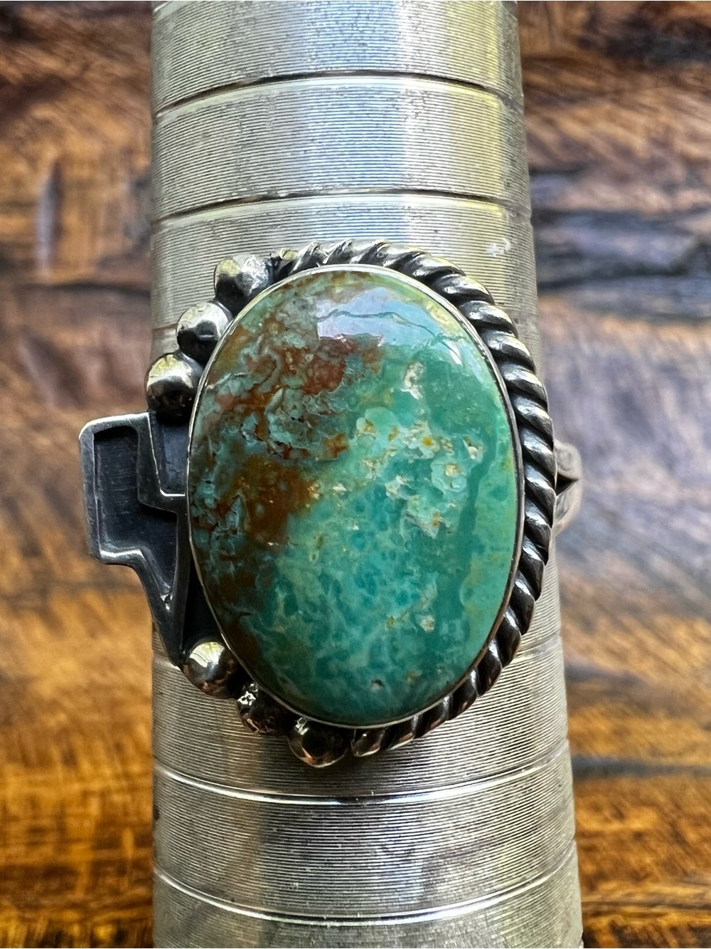 Sterling Silver Kingman Turquoise Ring Lightning Bolt Size 10 - Picture 9 of 11